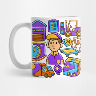 Man Courier Kawaii Doodle Mug